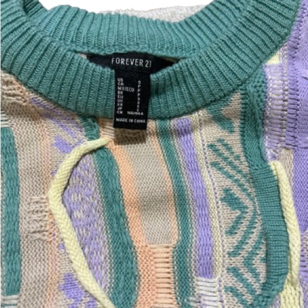 Forever 21 Pastel COOGI style knit Striped Crewneck Sweater - Picture 2 of 4